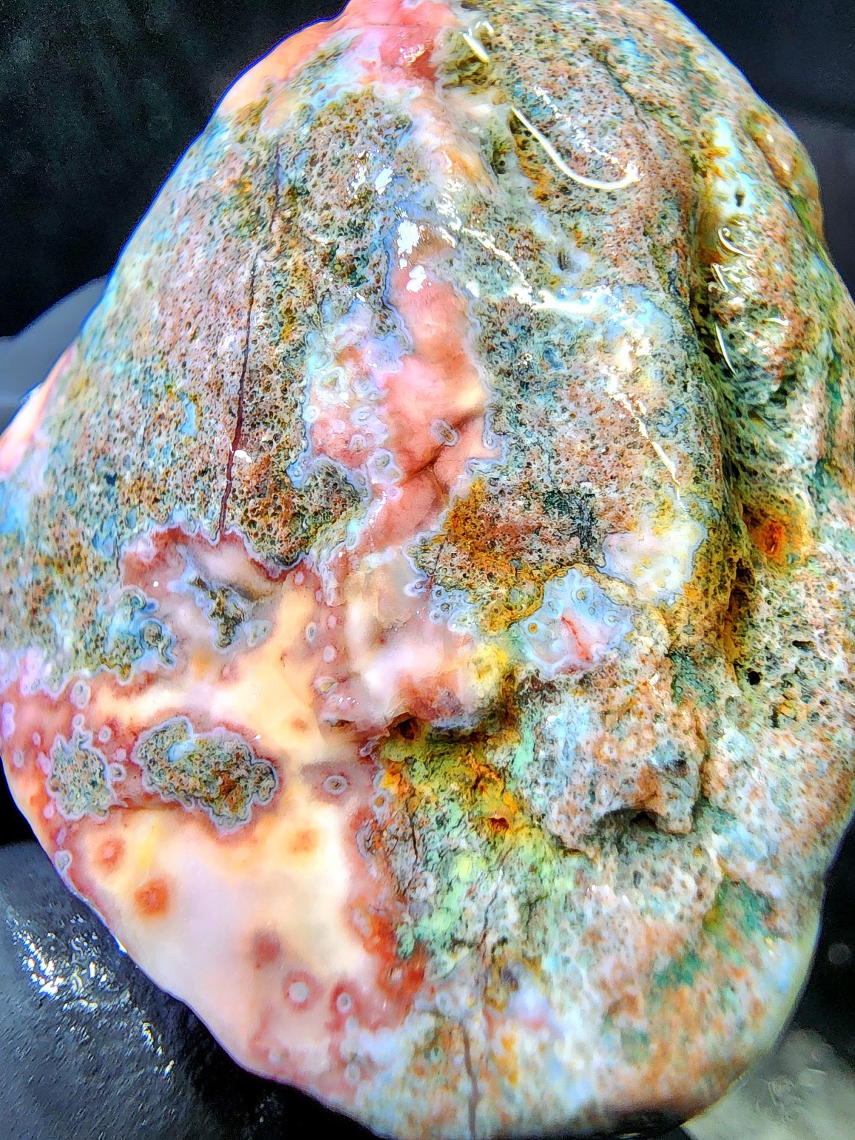 Rare Lake Superior Orbicular Moss Agate – Pink Blue & Green Chalcedony – 2.0 oz