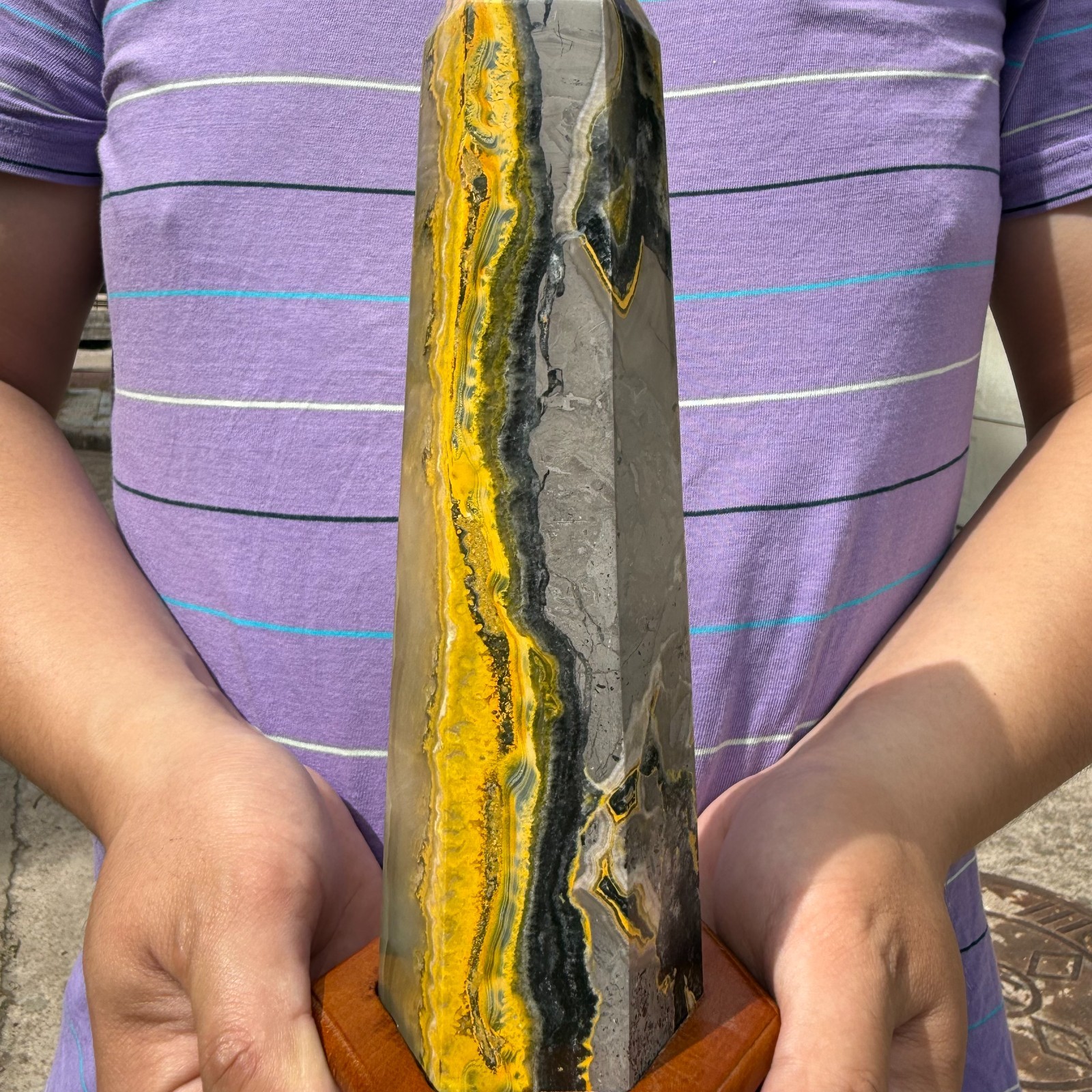 1168g Natural Bumblebee Jasper Tower Point Rare Crystal Healing With Stand
