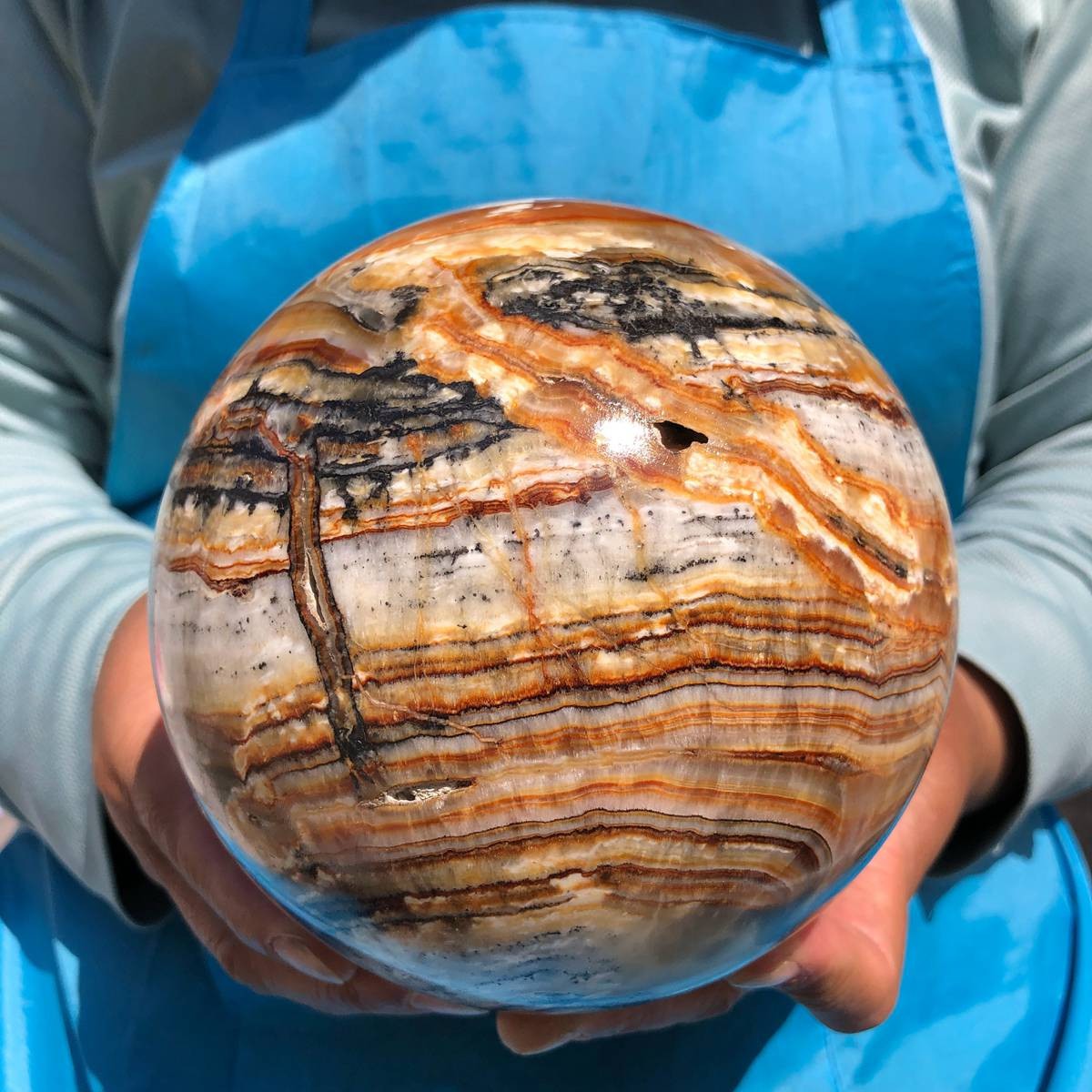 7.12LB Rare Natural Striped Agate Ball Quartz Crystal Sphere Aura Healing 4824