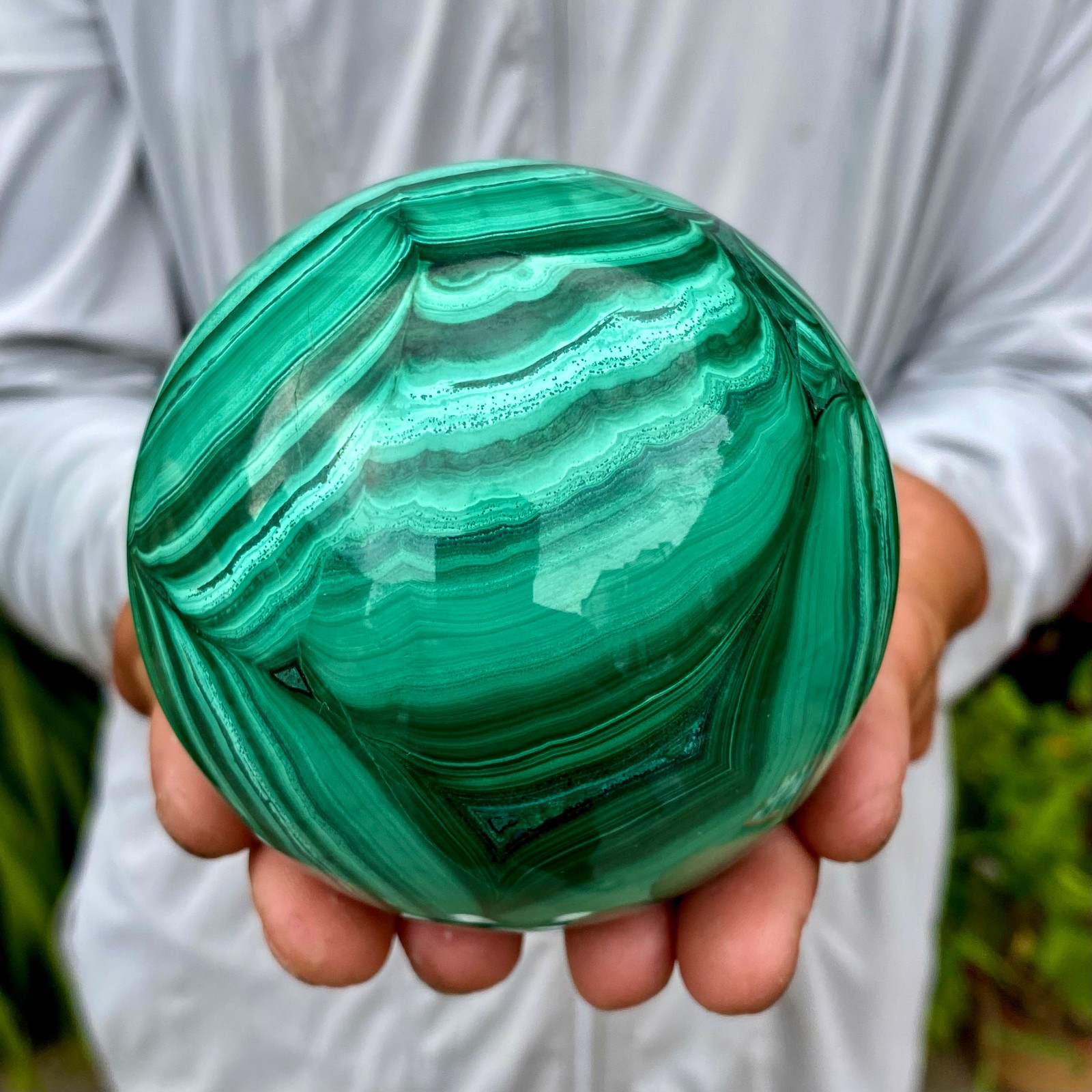 2.51LB Rare Natural Malachite quartz hand Carved sphere Crystal Healing Gem ball