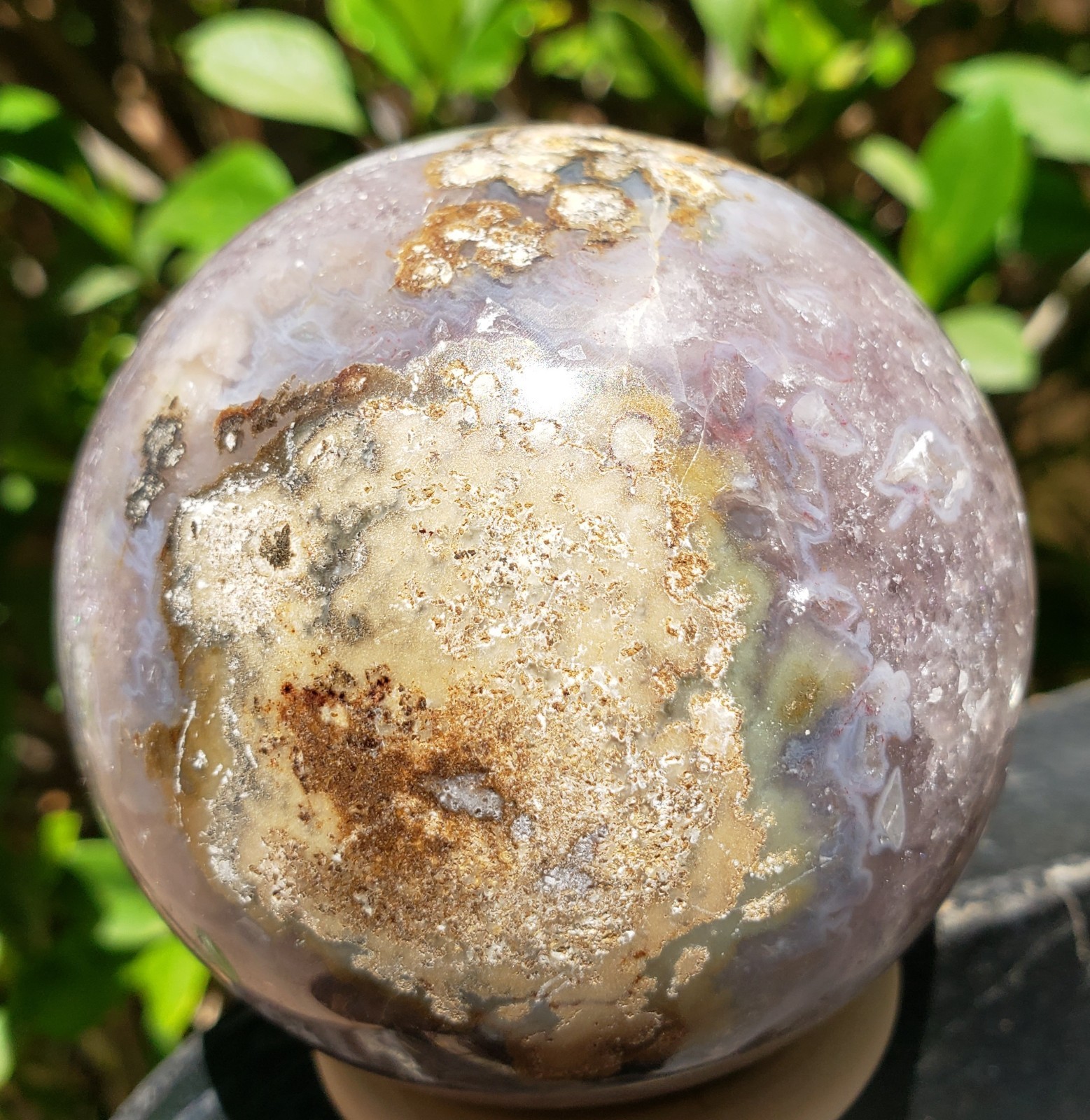 2.8″ Purple Amethyst Quartz Crystal Ball Orb Sphere Rainbows Druzy Matrix, 383g