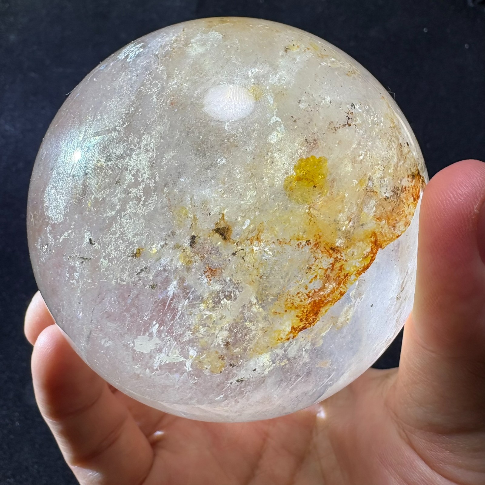 79mm Large Quartz Ball Natural Crystal Sphere w/ USB Light Stand Decoration