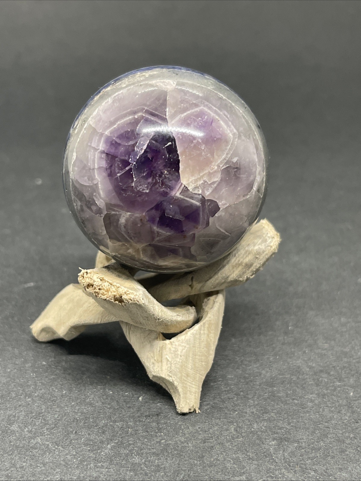 Chakra Sphere Seven 7 Gemstone Crystal Ball w/ Wood Stand 1.75″ D