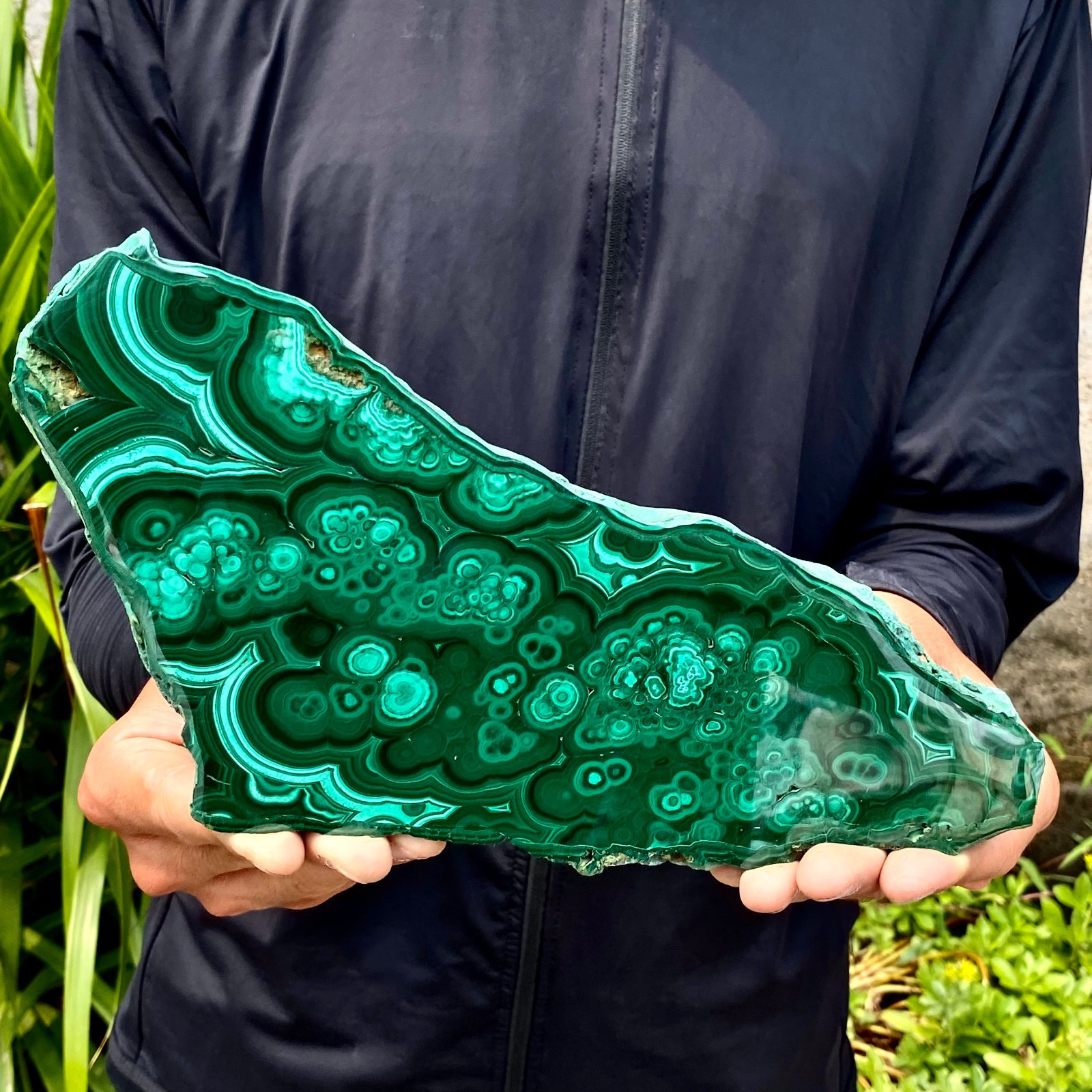 2.71LB Natural Green Malachite Crystal Flaky Pattern Ore Specimen Quartz Healing