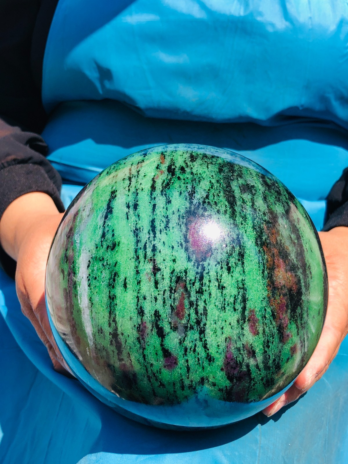 12.29 LB Large Natural Ruby Zoisite Sphere Crystal Healing Stone Specimen 5157