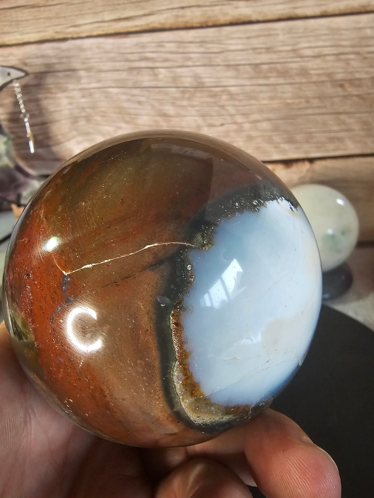 Ocean Jasper Sphere 85mm 1.14lbs Polished Crystal Ball Natural Orbicular Jasper