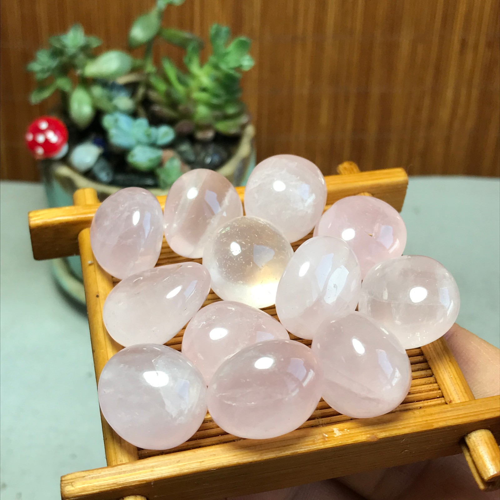 12pcs Natural pink rose quartz Crystal gemstone Polish Mineral Specimen 93g 5716