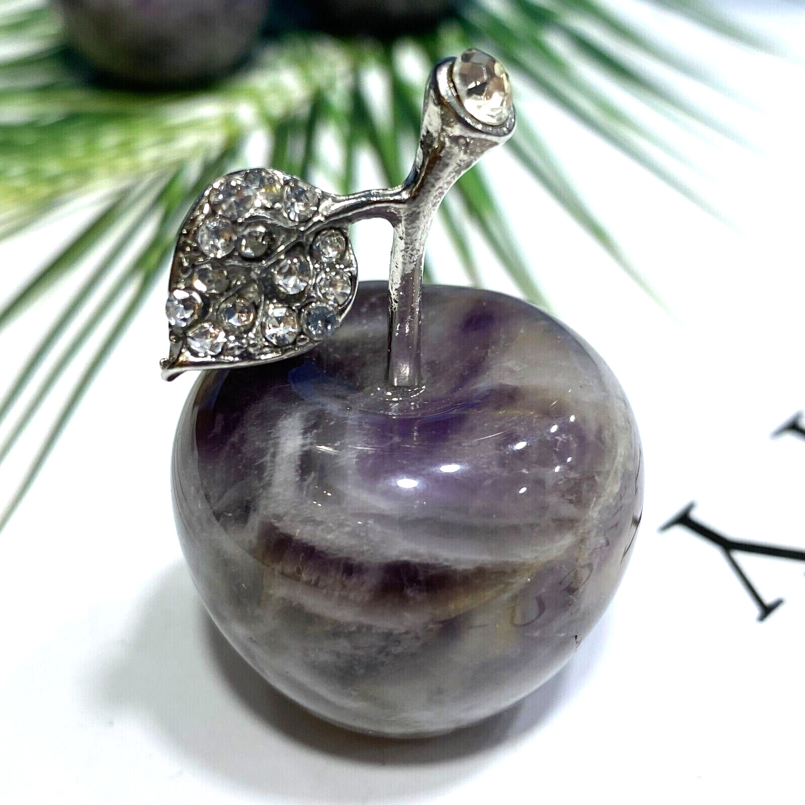 1.5″ Natural Dreamy Amethyst quartz apple hand carved crystal healing 1PC