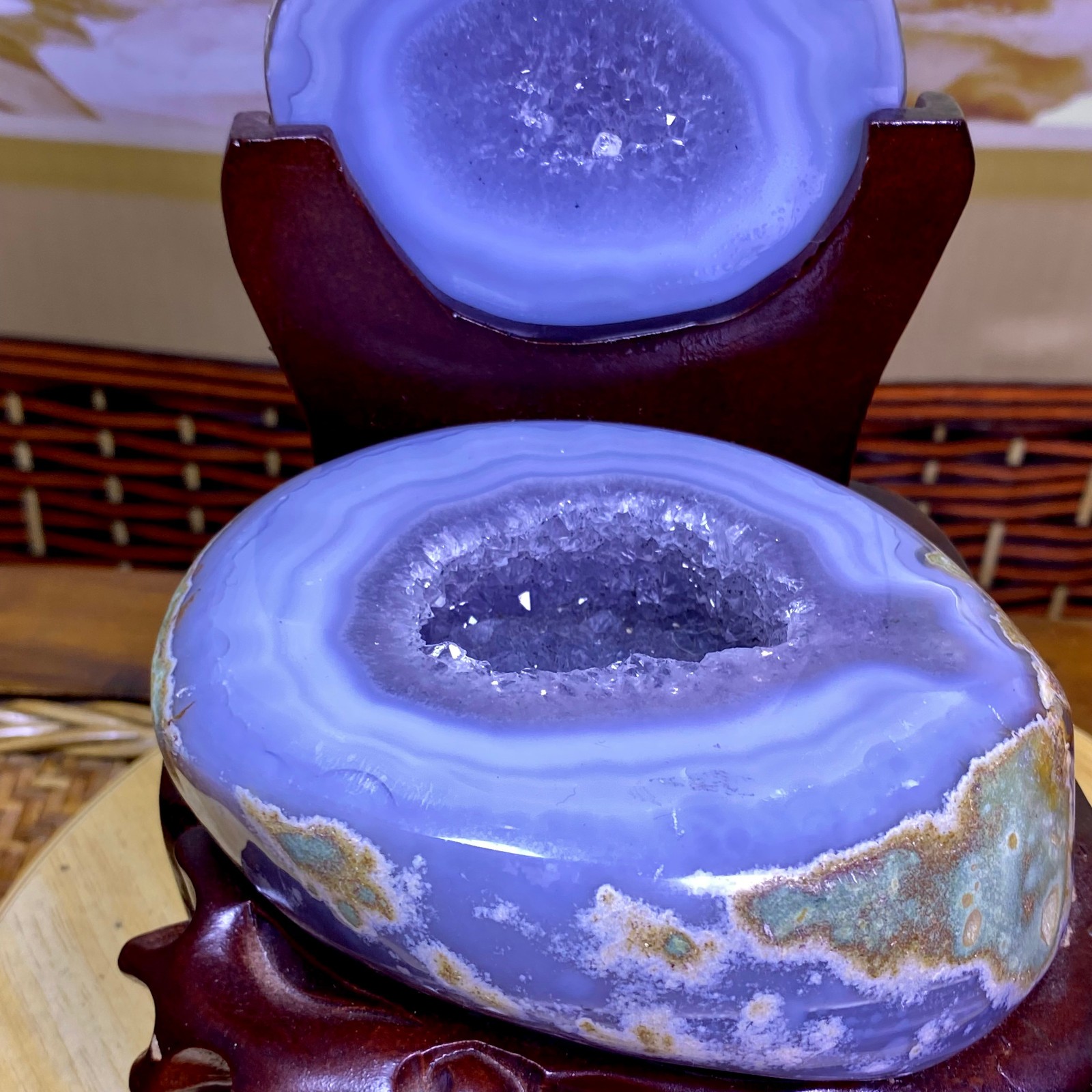4.49LB Natural amethyst Agate Treasure Basin Quartz Geode cluster Healing decor