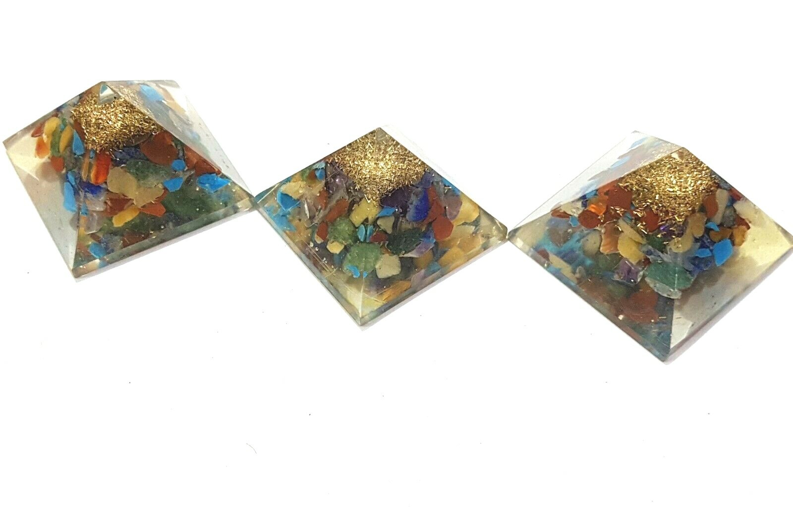 7 CHAKRA FLOW OF MONEY WEALTH BOOSTER POCKET ORGONE PYRAMID REIKI NATURAL STONE