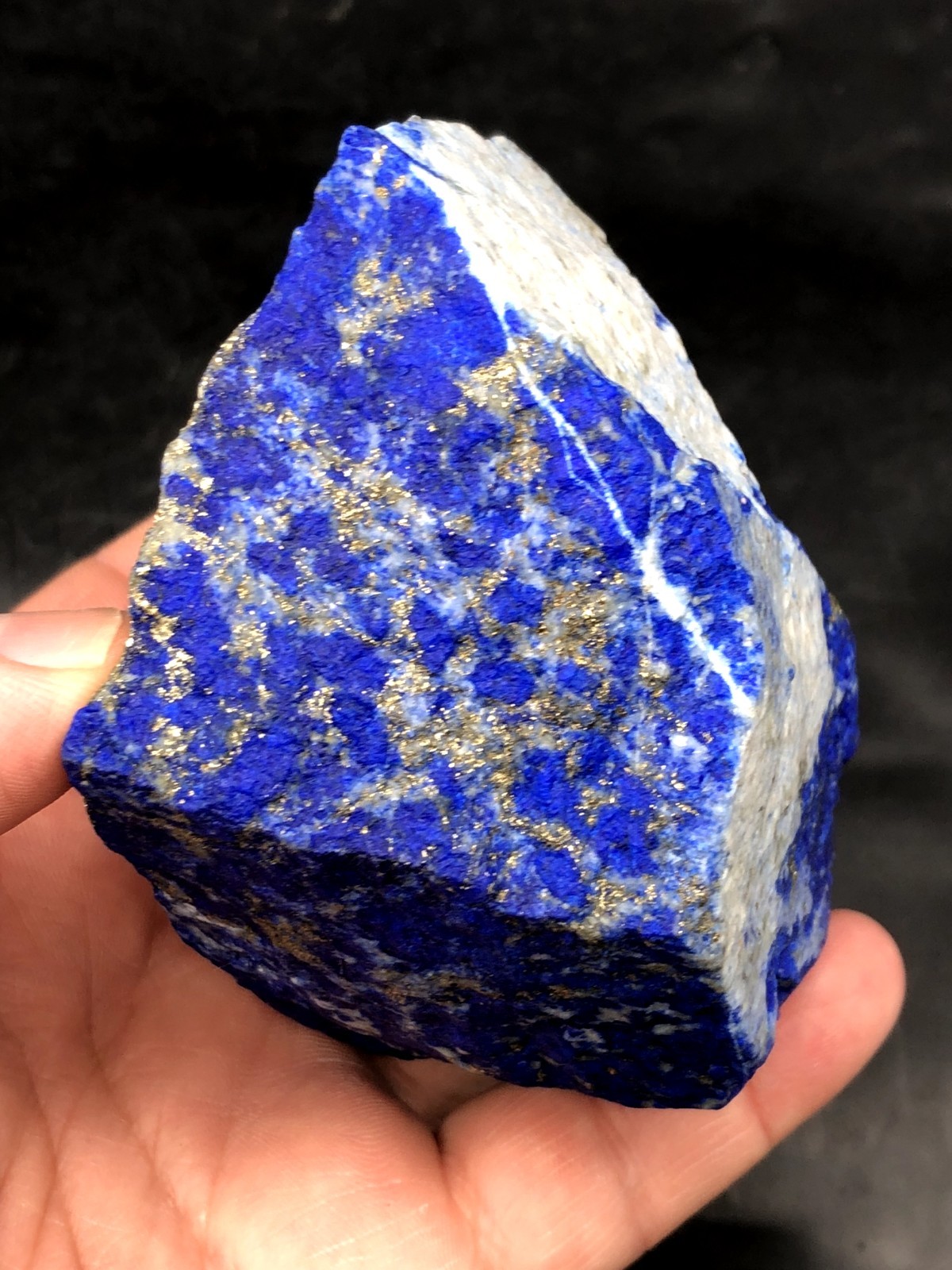 Natural Lapis Lazuli Rough 80mm Royal Blue Pyrite Crystal Mine Stone 564g J9…2
