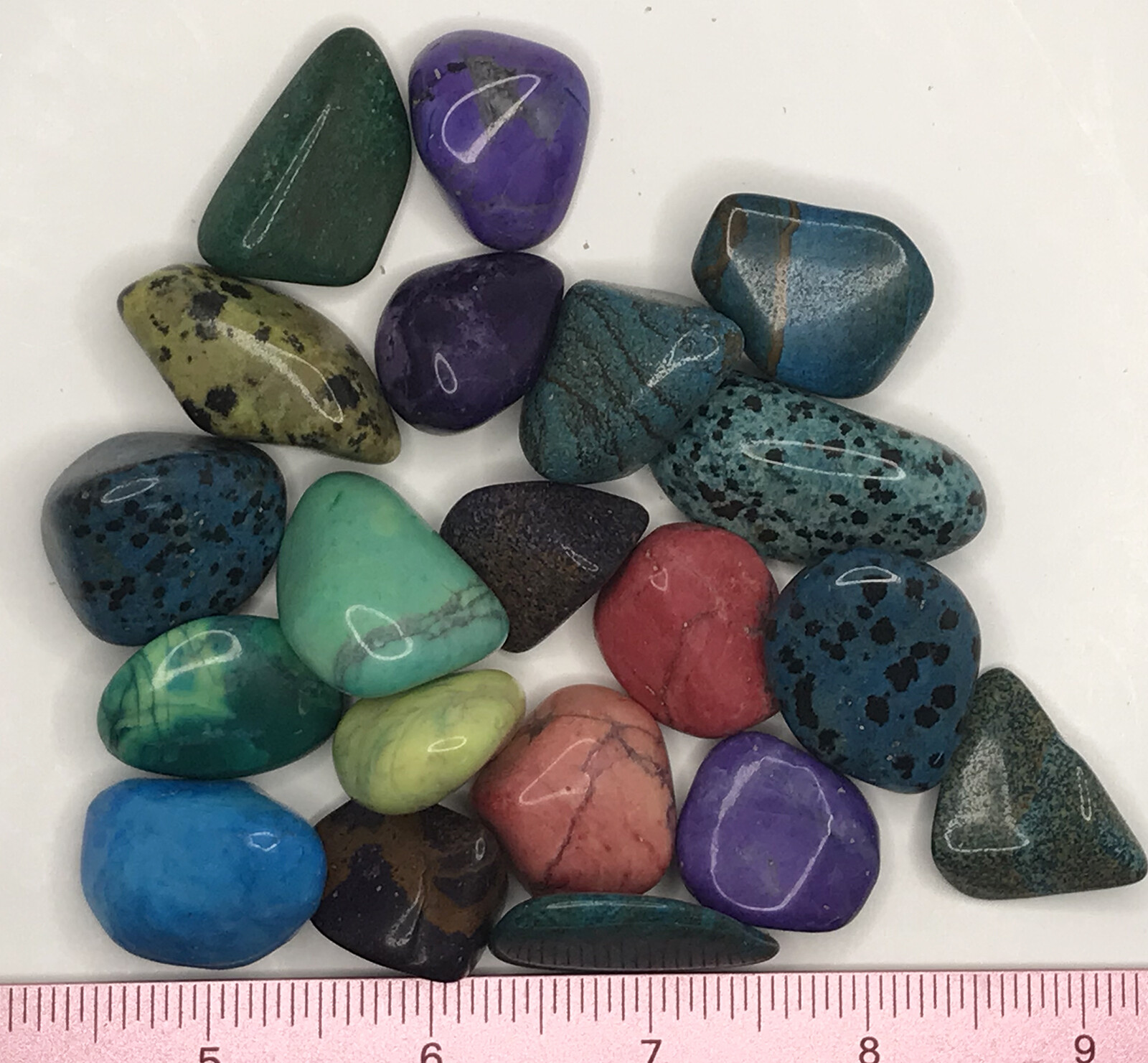 Gemstone Mix dyed Large (7/8″ to 1-1/4″) polished mixed gemstones. 1/2 lb.
