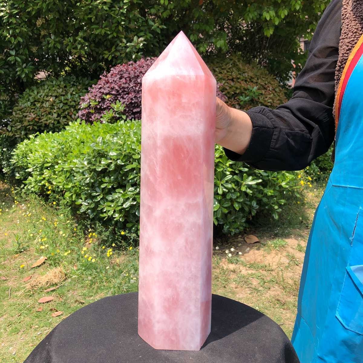 12.16LB Natural rose quartz obelisk pink crystal tower point healing decor