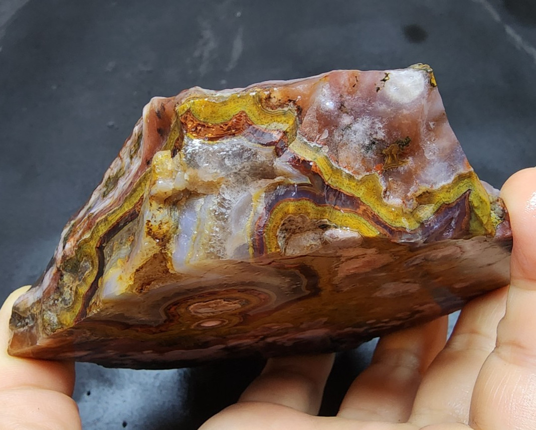 18.48 oz ( 524 gr) Multicolor Agate Slab, Collectible Agate, Unpolished Agate
