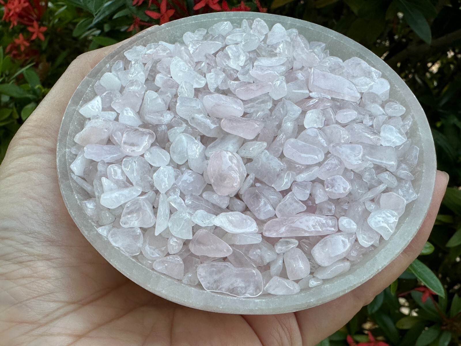 Grade A++ Rose Quartz Semi Tumbled Gemstone Large Chips 3-12mm, Wholesale Bulk