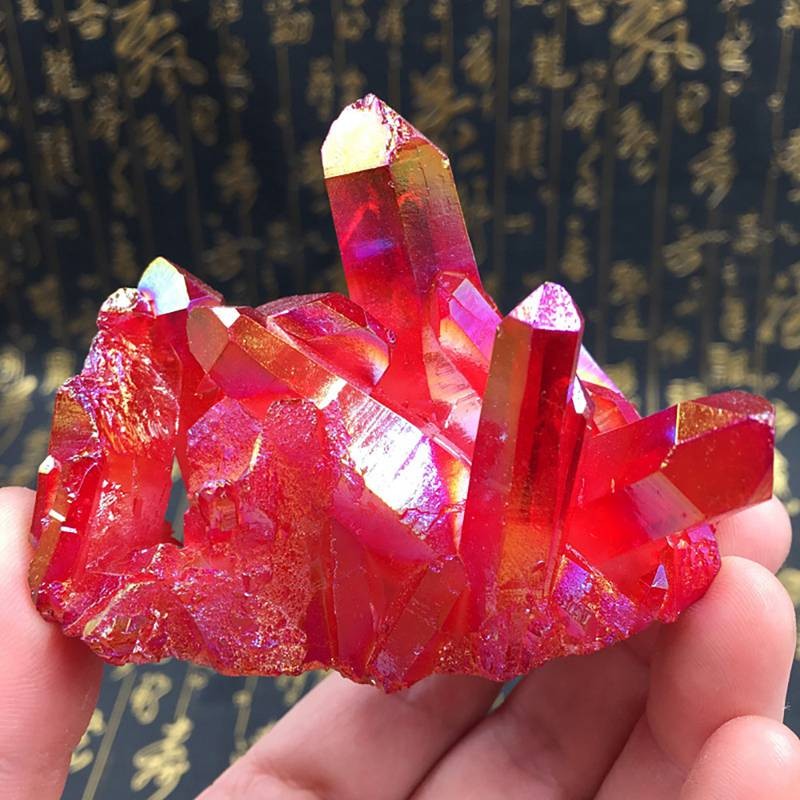 100g Natural Quartz Crystal Cluster Angel Aura Red Titanium Gemstone Healing US