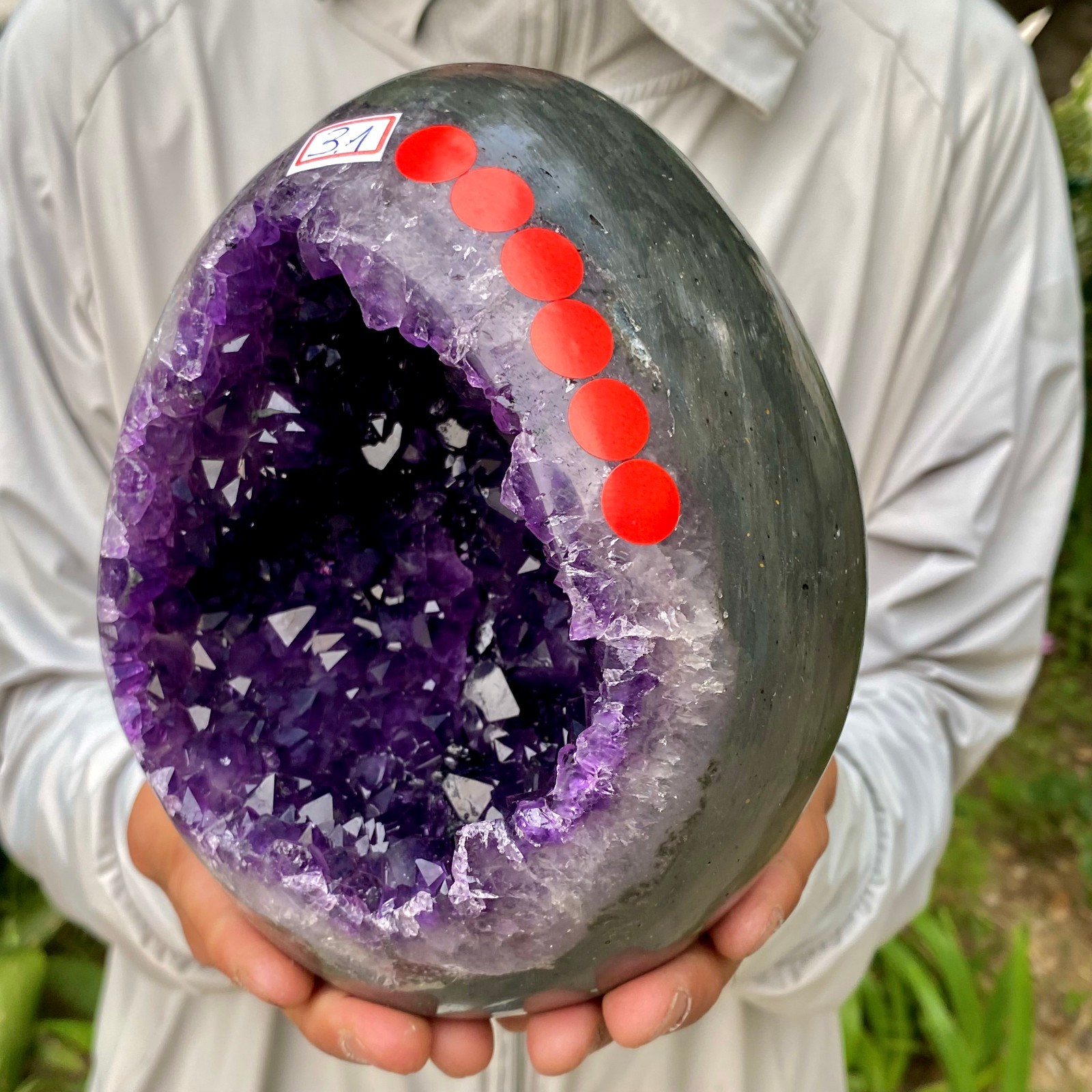 6.81LB High quality Natural Amethyst geode quartz crystal Dinosaur egg healing