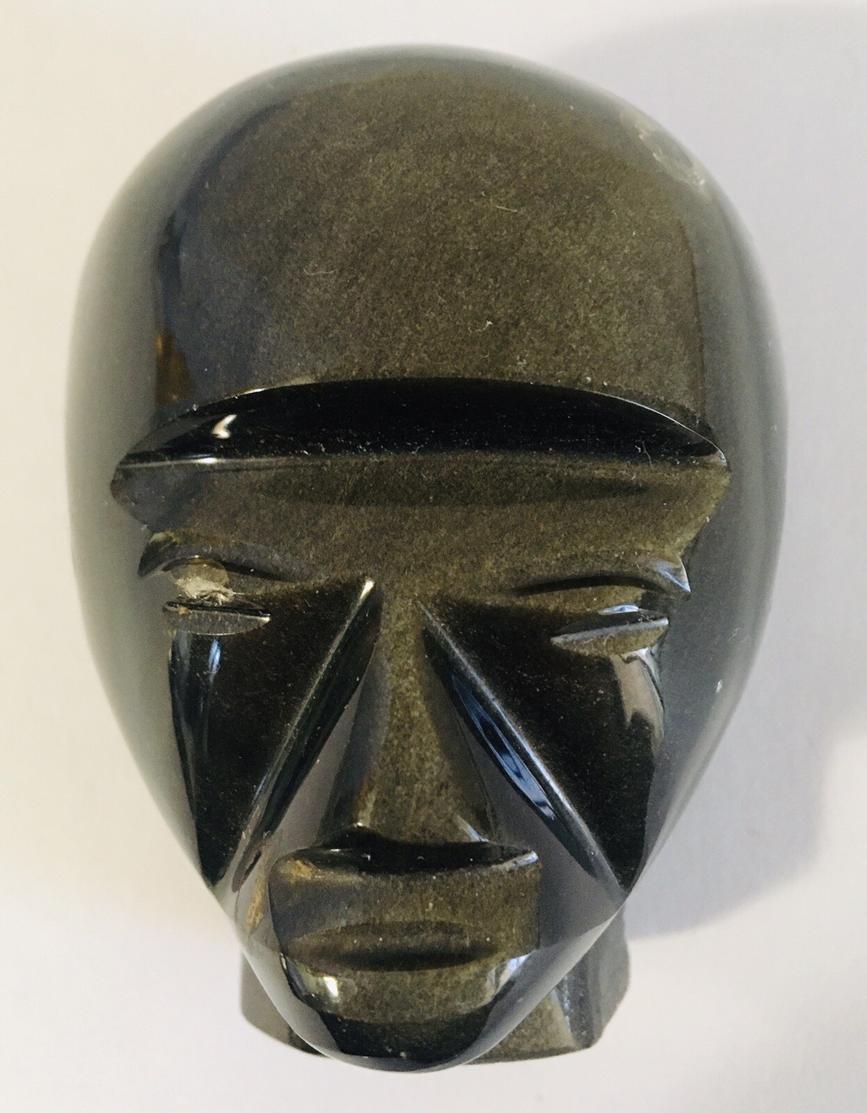Obsidian Silver Sheen Carved and Polished Head 3″