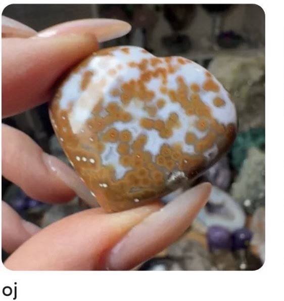 Heart-Shaped Brown and White Mineral Crystal Specimen Collectible Ocean Jasper