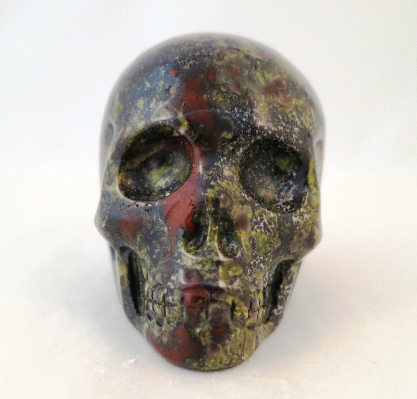 2.1″ DRAGON BLOODSTONE Carved and Polished SKULL