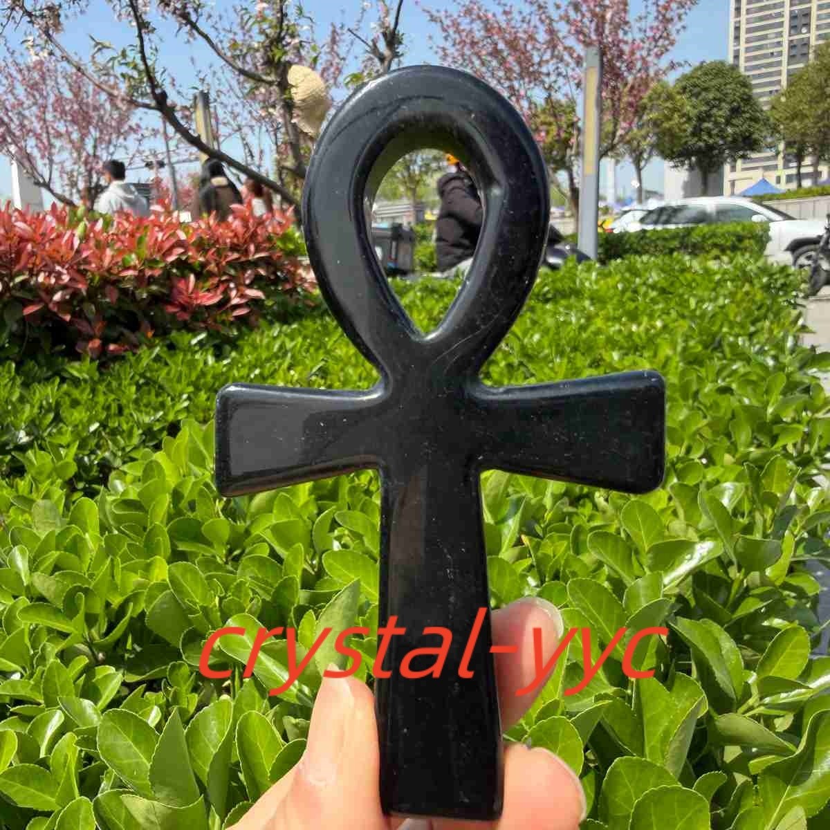 4.3″ Natural Quartz Crystal Cross Carved Crystal Ankh Reiki Healing Gift