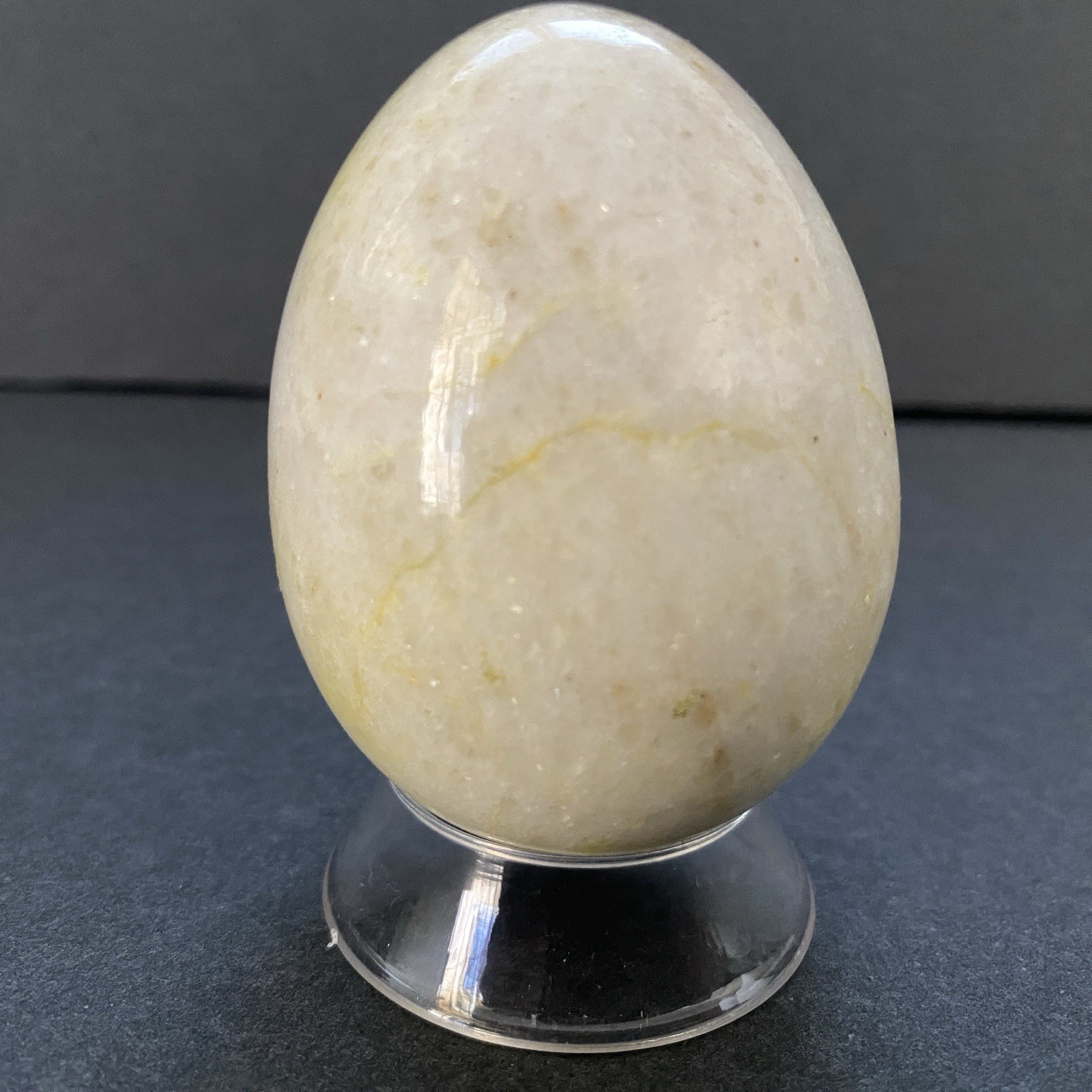 Natural Onyx Stone Egg With Stand Hand Polished Banded Agate Calcite Crystal