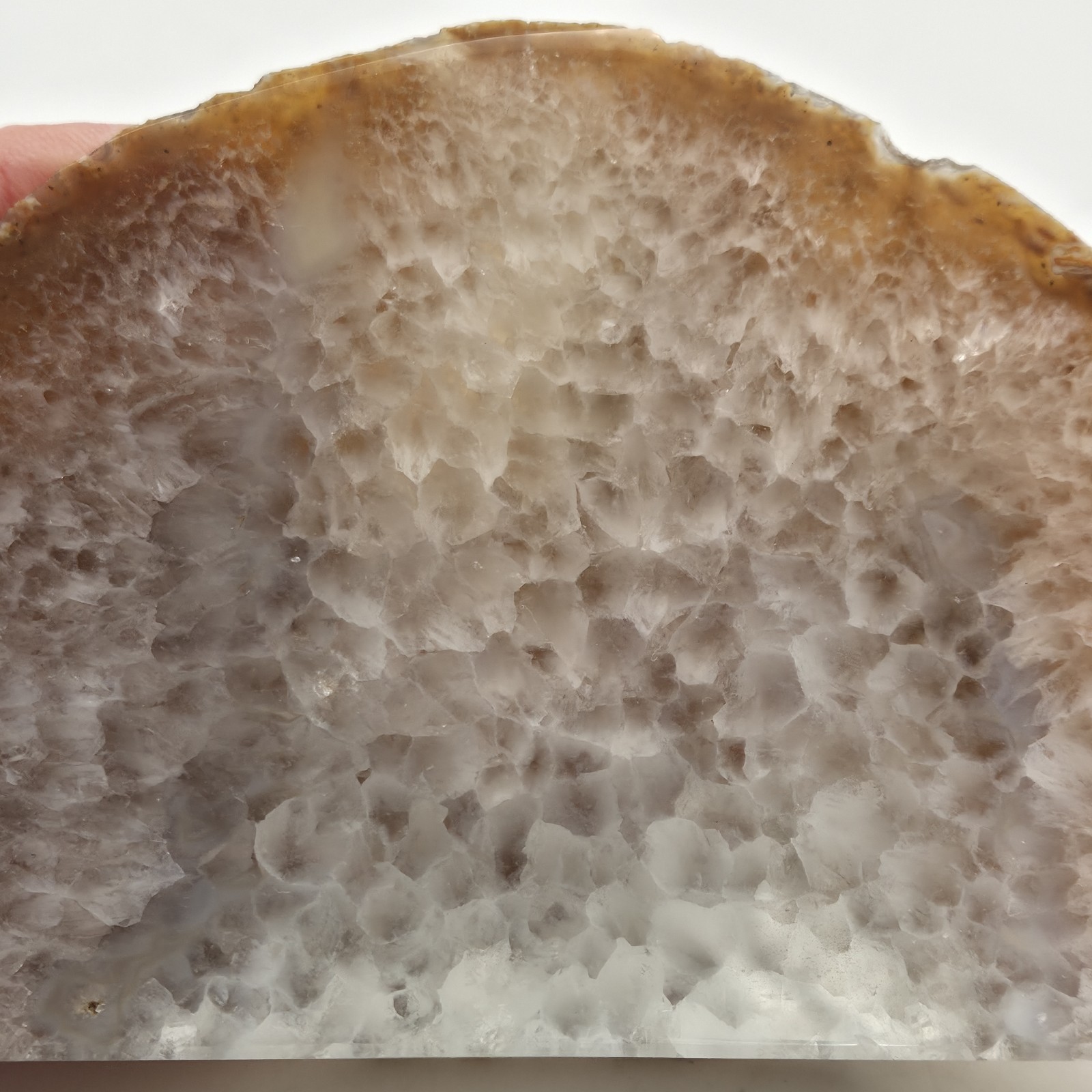 Natural Agate Geode Free Standing Gemstone One Side Polished 13oz