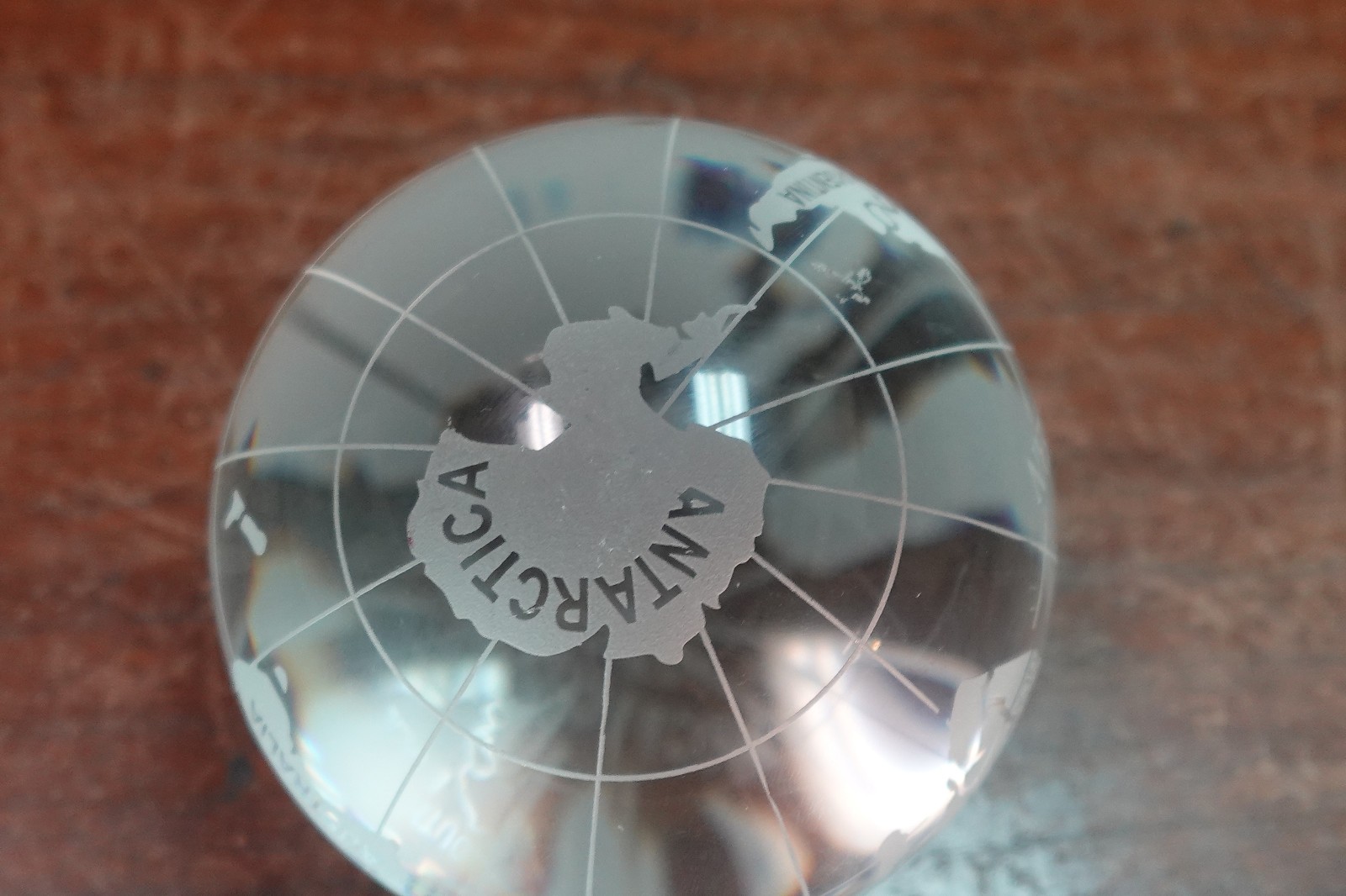4″ tall World Globe Earth Sphere Etched Frosted Glass Ball Paperweight NO STAND