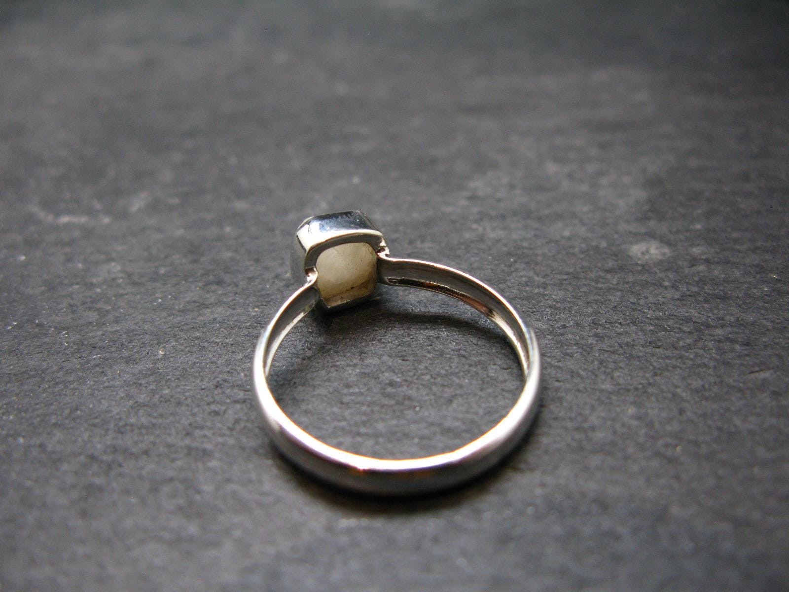 Very Rare White Cryolite 925 Silver Ring from Greenland – Size 8 – 2.0 Grams