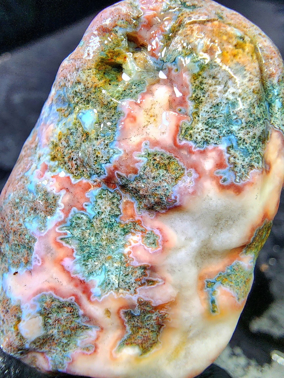 Rare Lake Superior Orbicular Moss Agate – Pink Blue & Green Chalcedony – 2.0 oz