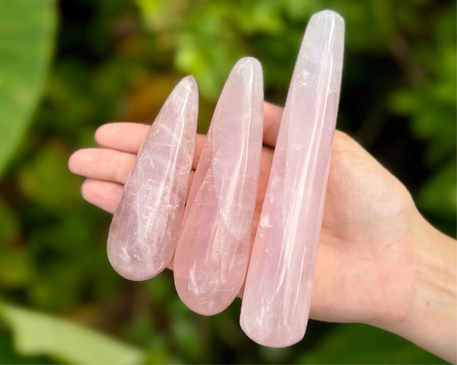 LARGE Rose Quartz Massage Wand, Natural Rose Quartz Crystal Wands – Choose Size