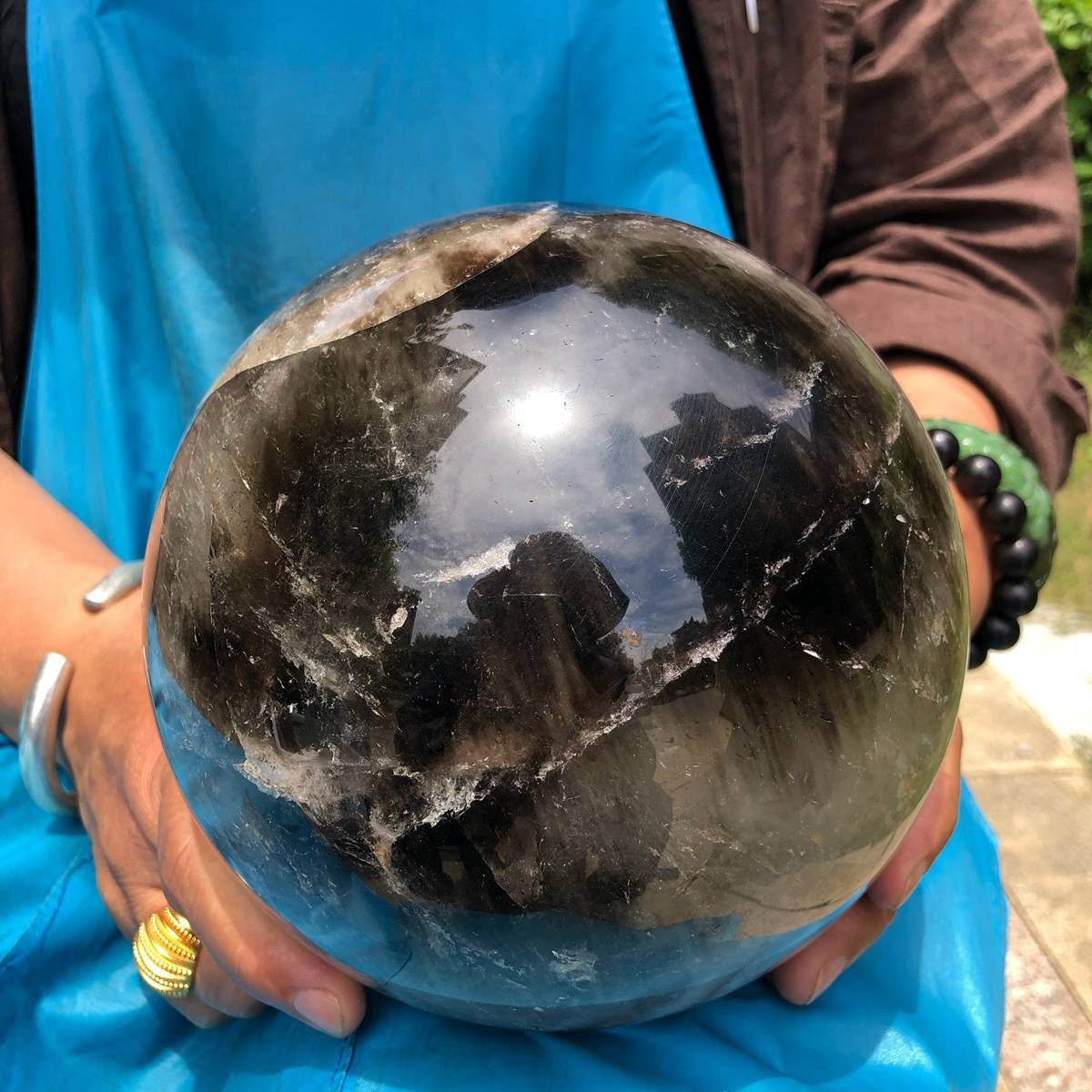 5950g Rare NATURAL Black Stone Ball Crystal Polishing Ball Treatment for