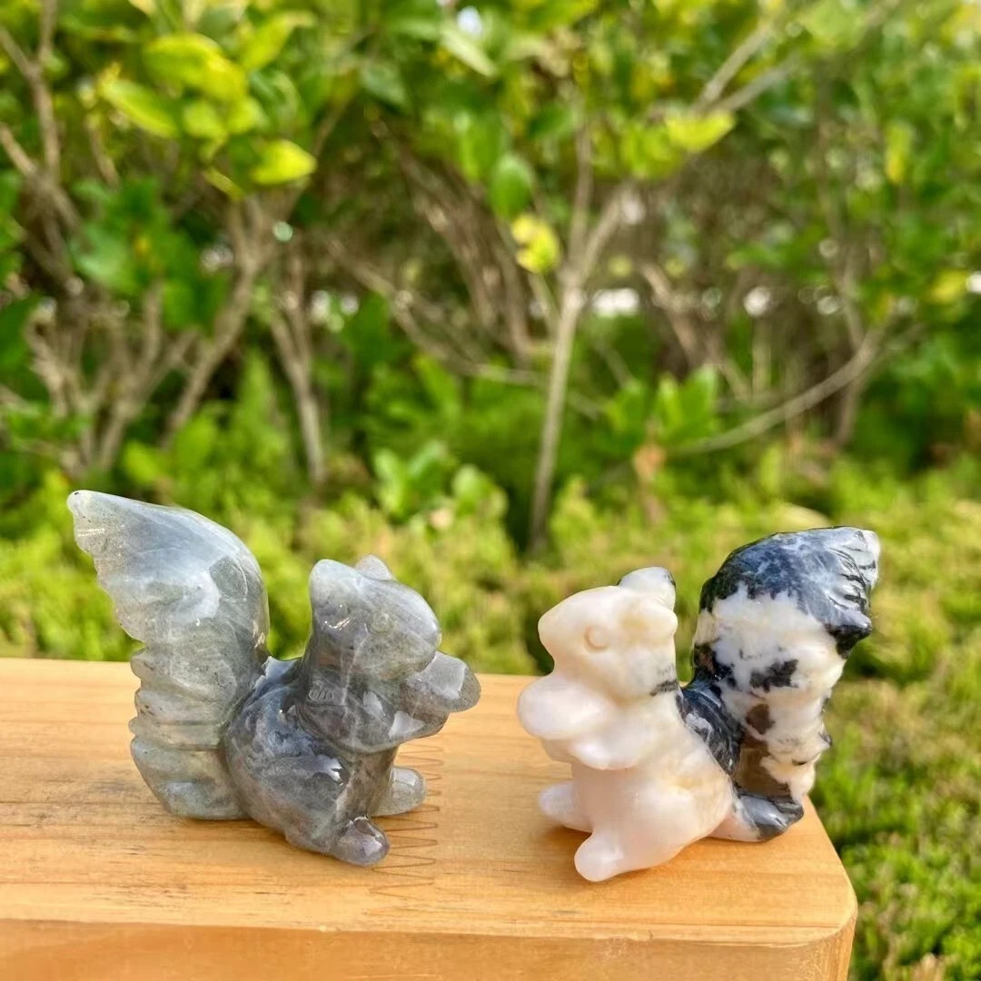 1pcs Natural mixed Quartz Carved crystal Squirrel Reiki Decor Random