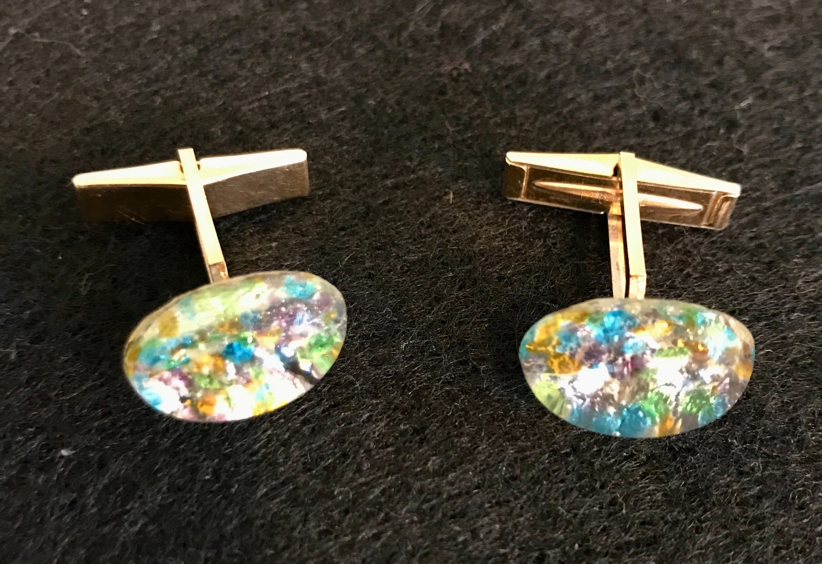 Pair of Bright Spring Colored Lucite Cuff Links