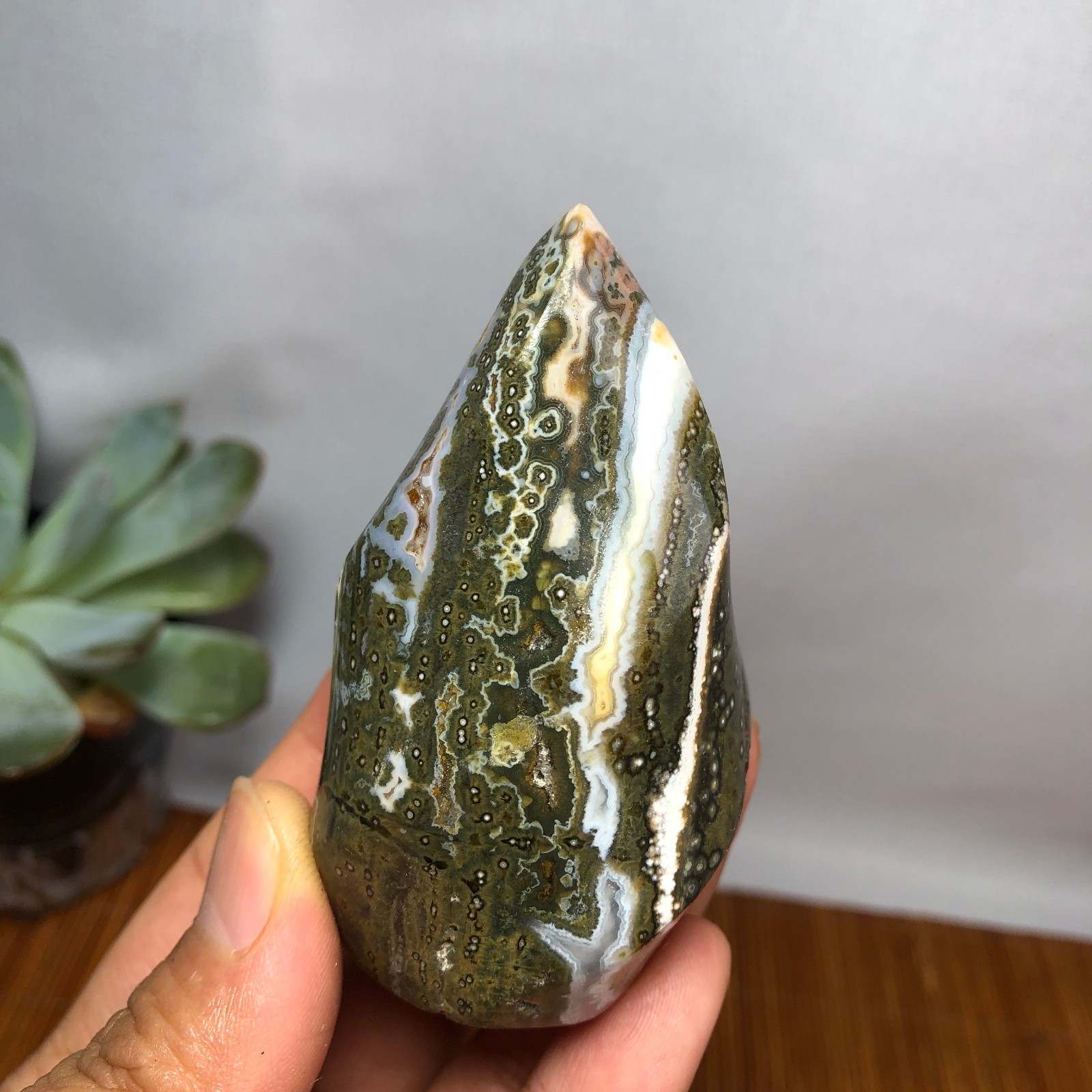Natural Ocean Jasper torch Hand carve polish/rough Crystal free standing A7188