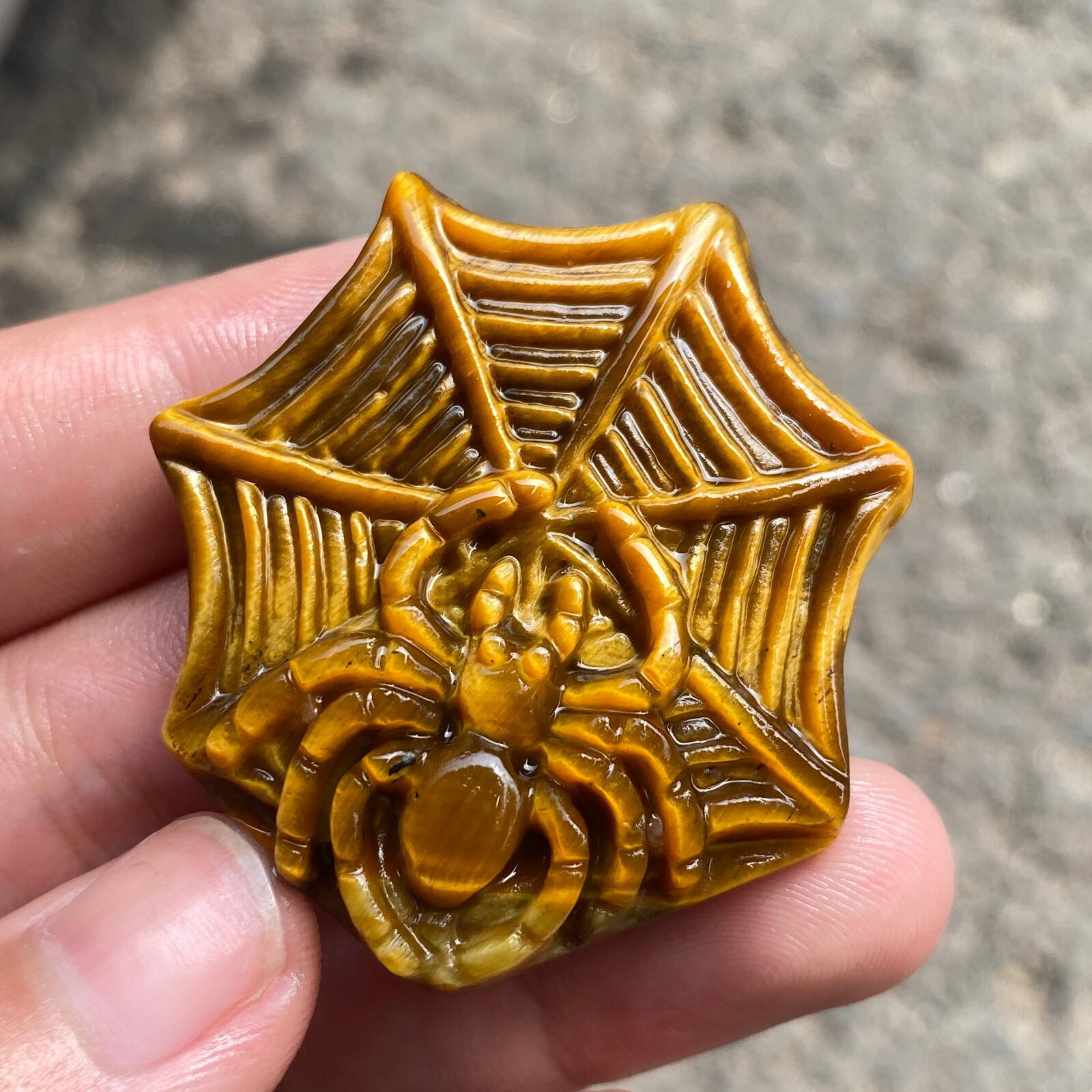 1pc Natural tiger’s-eye hand carved spider Quartz Crystal reiki Healing gift