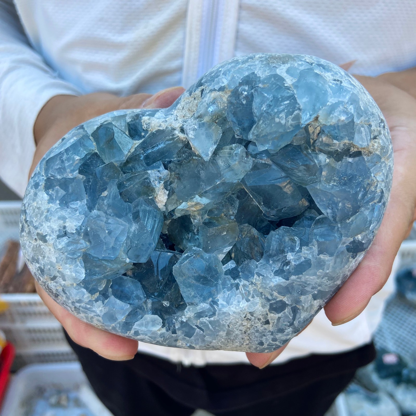 3.4lb Natural Blue Celestite Crystal Geode Quartz Cluster Mineral Specimen heali