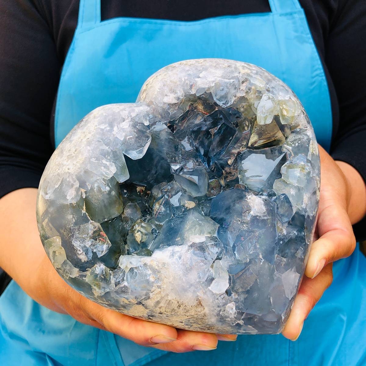 11.5LB Natural Egg Shape Blue Crystal Geode Healing Stone Mineral Specimen