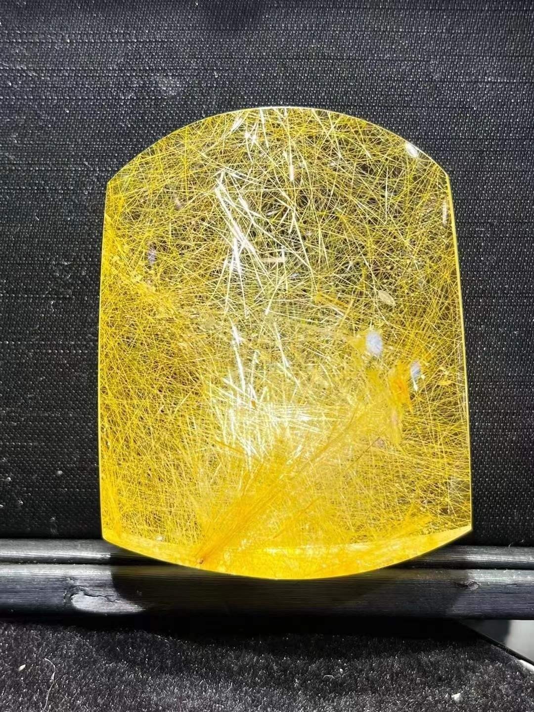 56*45*18mm Natural Gold Rutilated Quartz Carved Crystal Pendant Reiki Healing