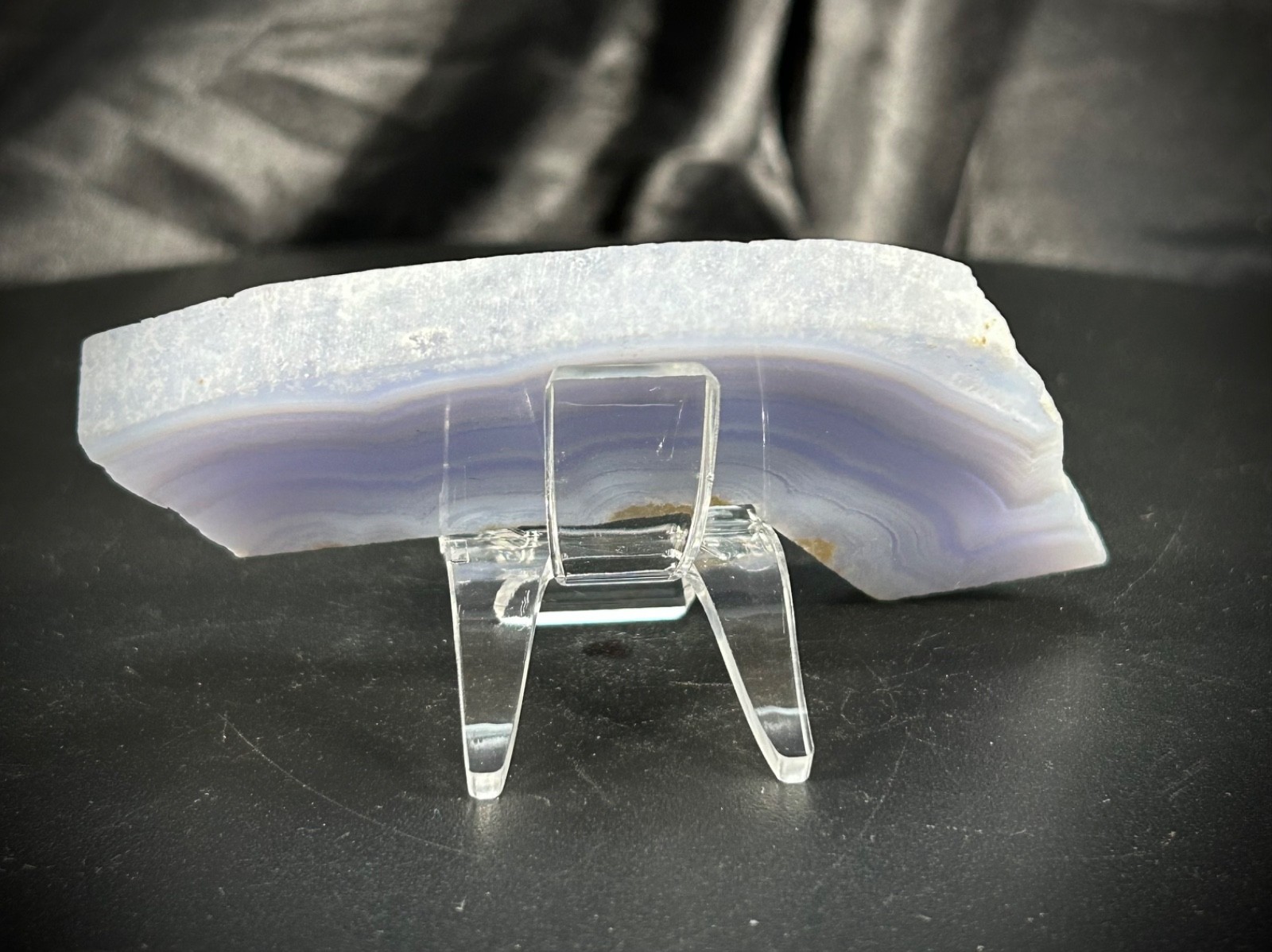 3.76″ Blue Lace Agate Slab With Acrylic Stand 2oz (58 grams)
