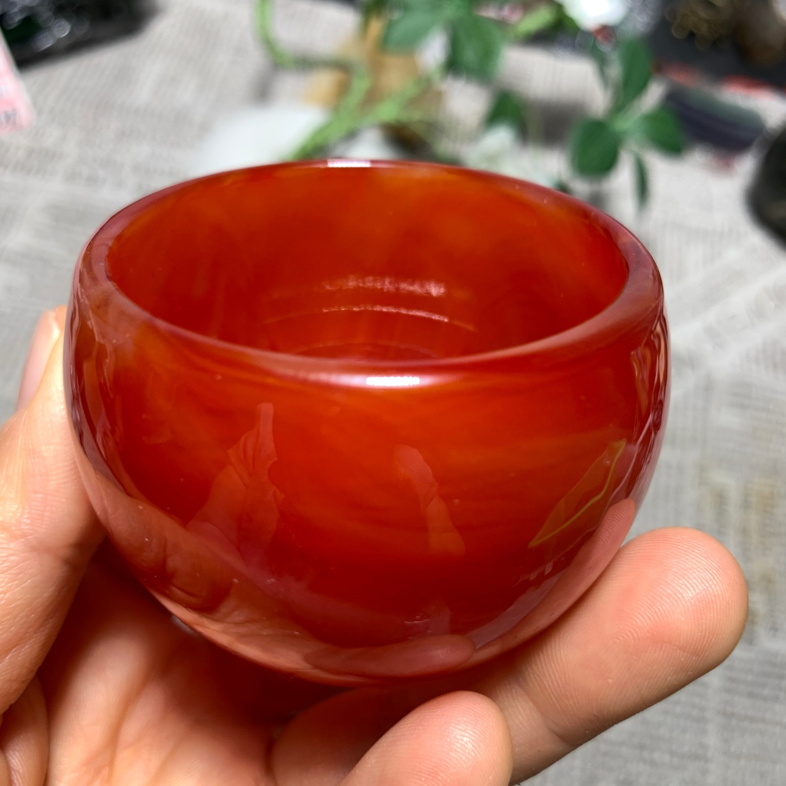 154G Red Agate Bowl Carving Carnelian Cup Glass Cup Reiki Manual Crystal Collect