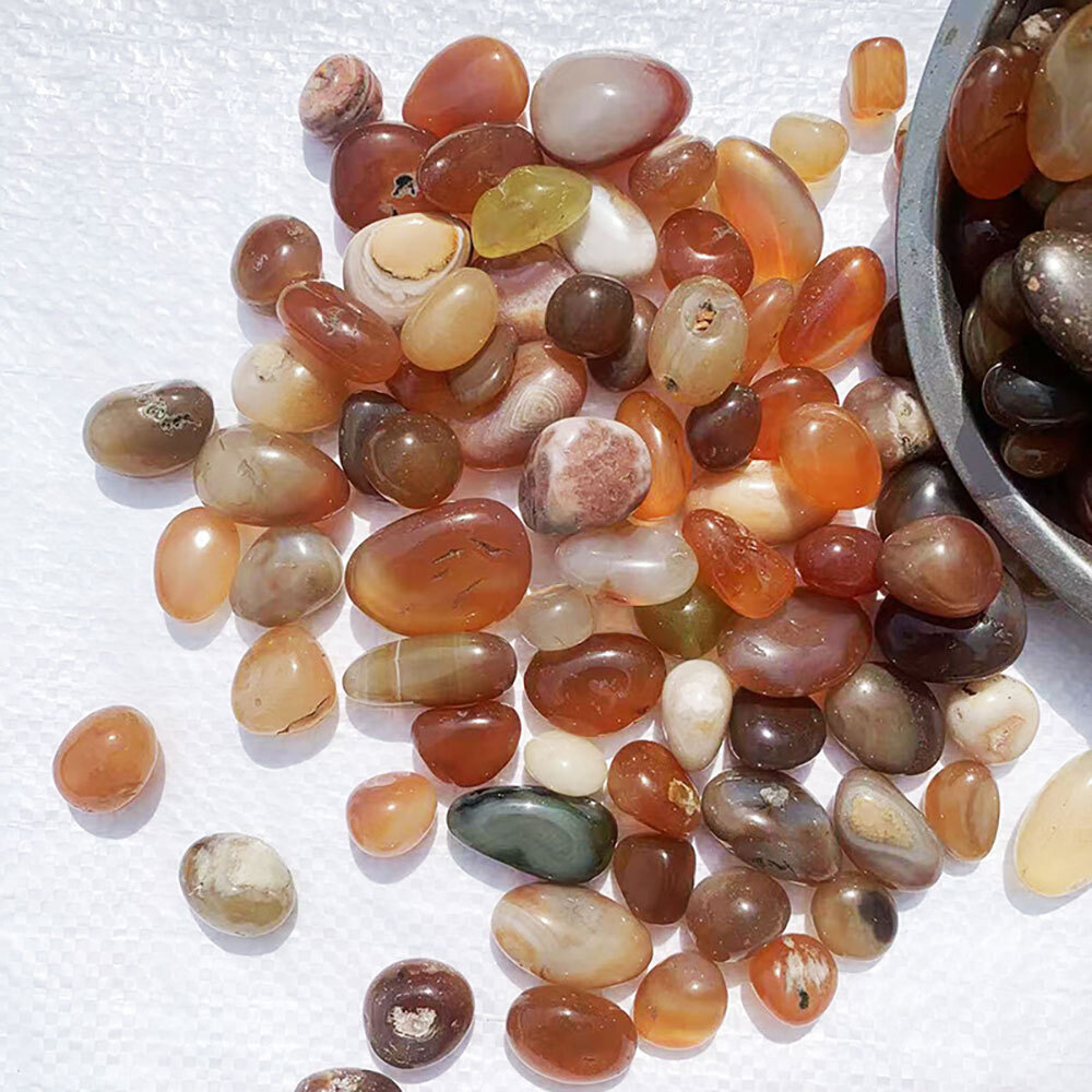 100g Natural Tumbled Crystals Mix Polished Agates Gemstones Healing Stones Decor