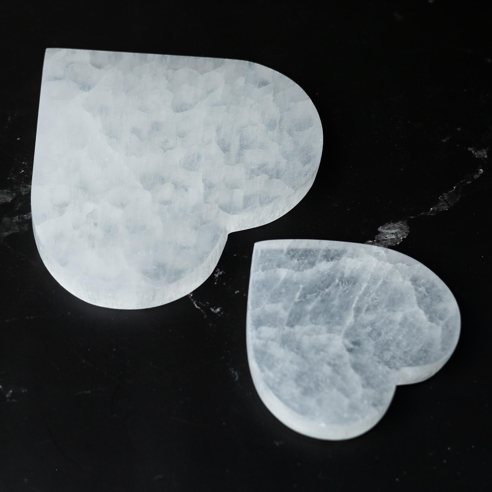 Selenite Heart Plate Flat Crystal Stone Holder Natural Selenite Gift Choose Size