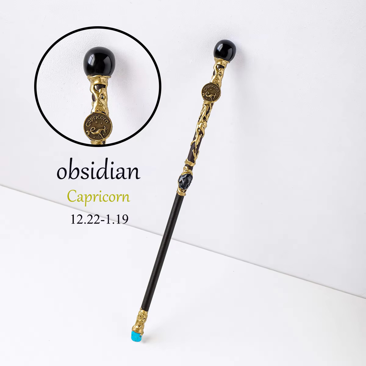 Handmade Natural Zodiac Medallion Crystal Wand with Birthstone Unique 11″–11.5″