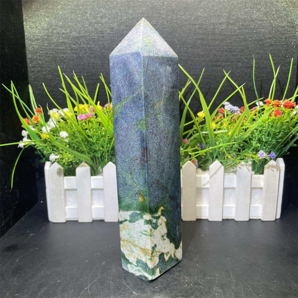 2.6LB 8.8″ Natural Ruby In Fuchsite Obelisk Tower Crystal Reiki Gift UV Heal