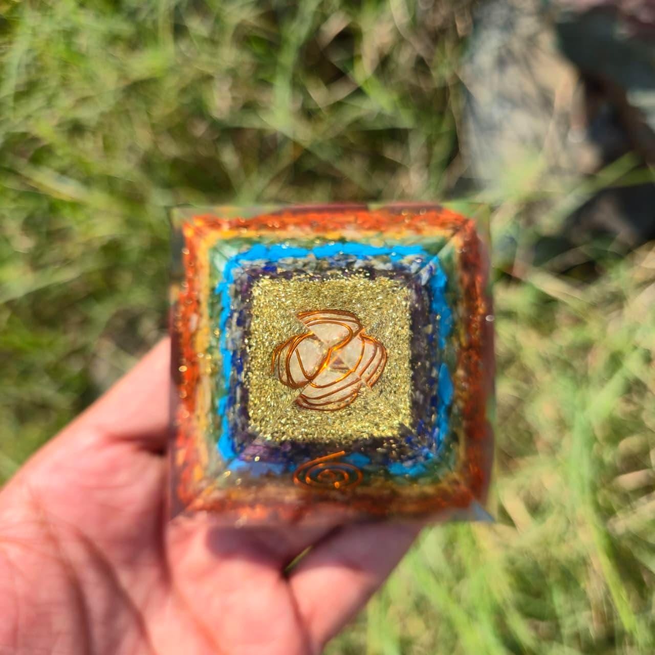 7 Chakra Orgonite Pyramid EMF Protection Crystal Energy Generator For Meditation