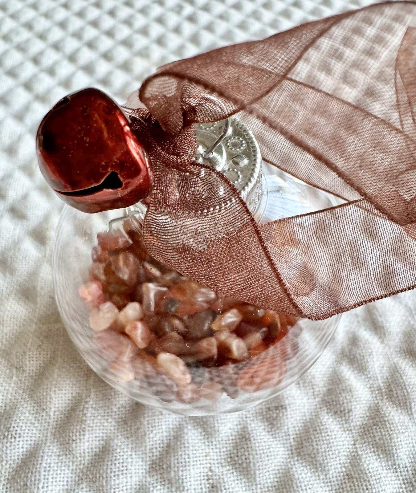New Christmas Ornament w/ Mini Natural Orange Carnelian Agate Crystals – 1/8 lb