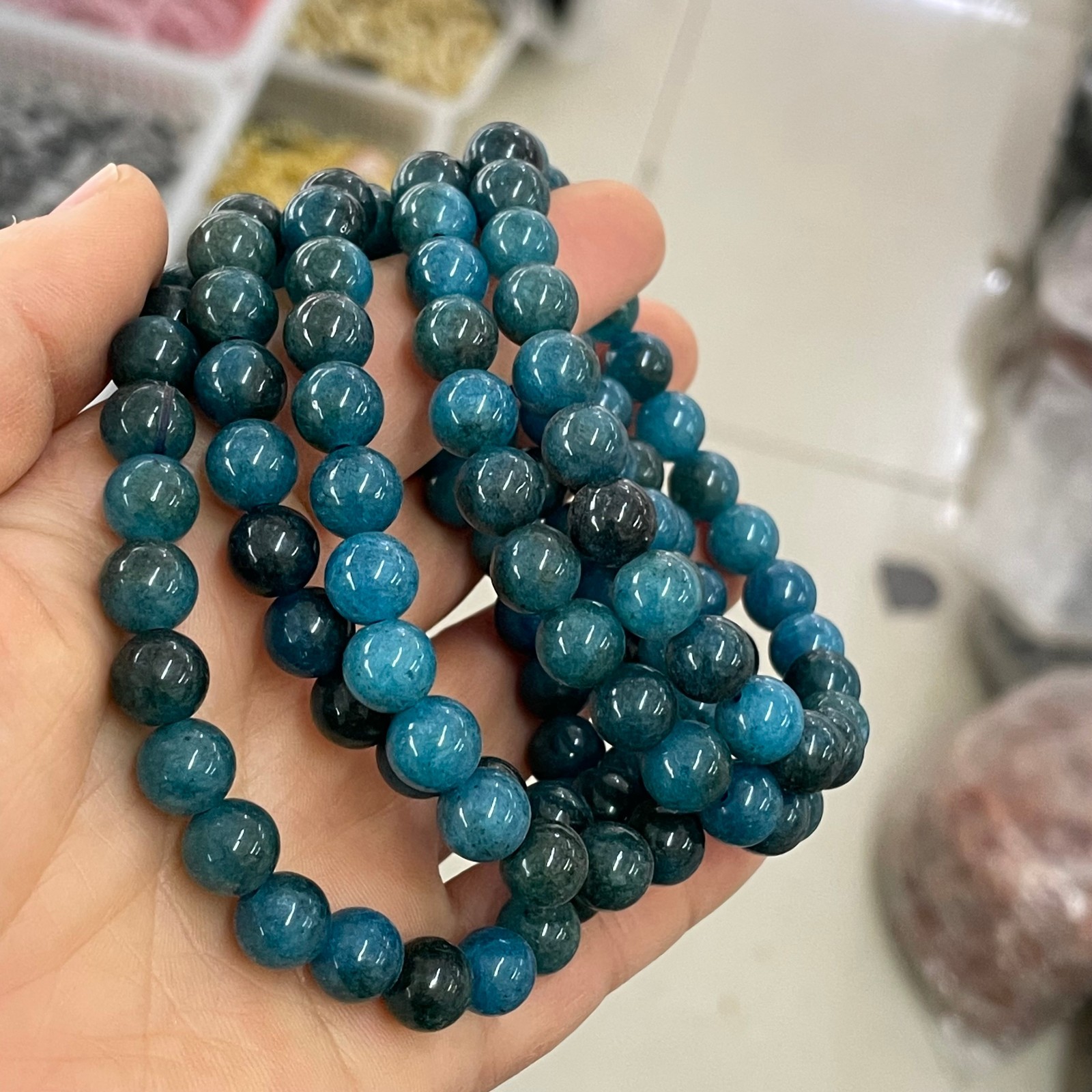 8mm 10pcs Natural Apatite Bracelet Healing Stretchy Healing Gemstone