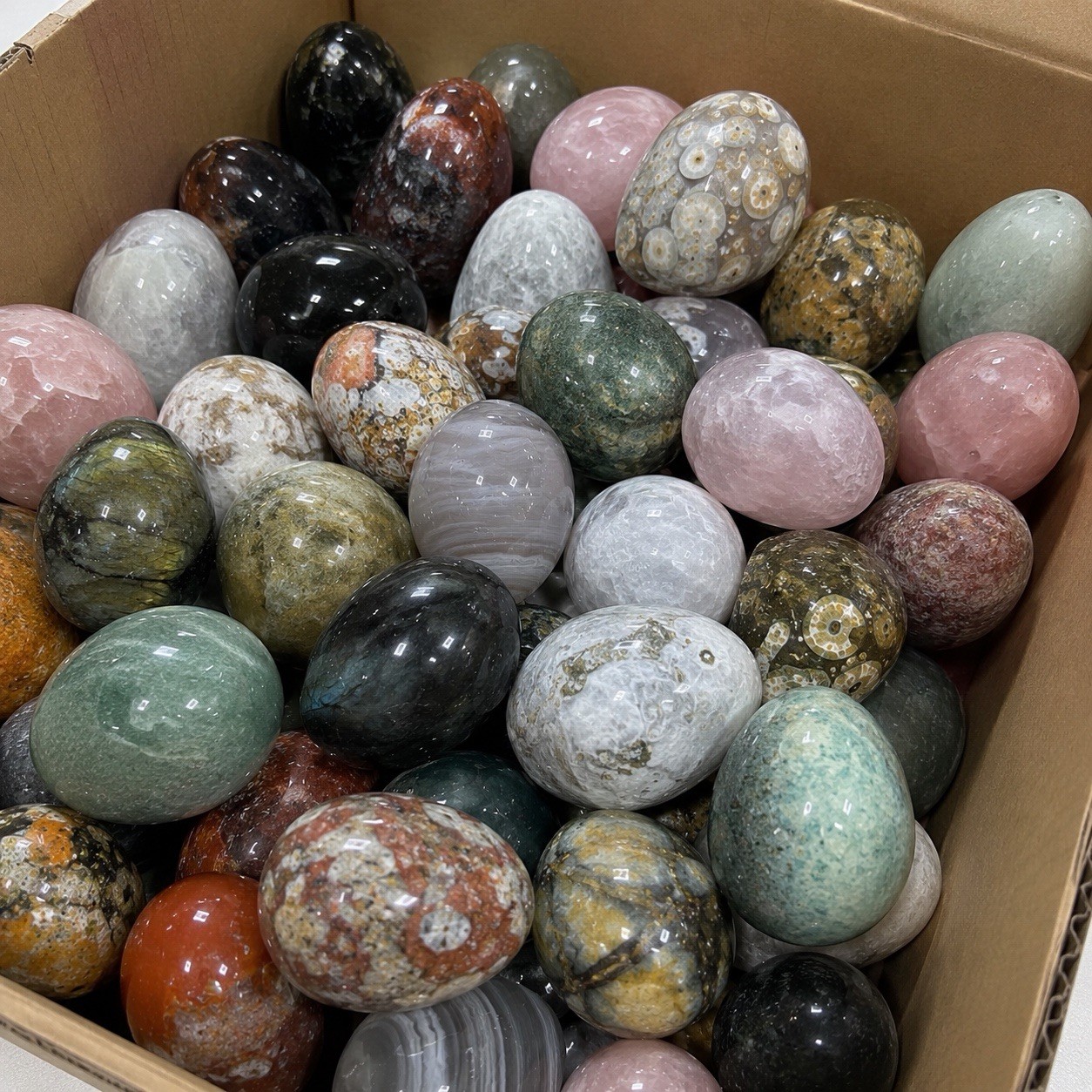 10 LB Mixed Crystal Egg Carvings – Polished Bulk Assortment Lot (No Selection)