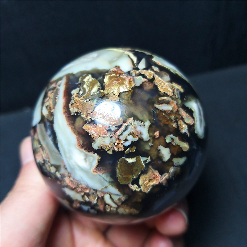 RARE 300G 61mm Natural Polishing Colorful Agate Stone Ball Reiki Healing A399